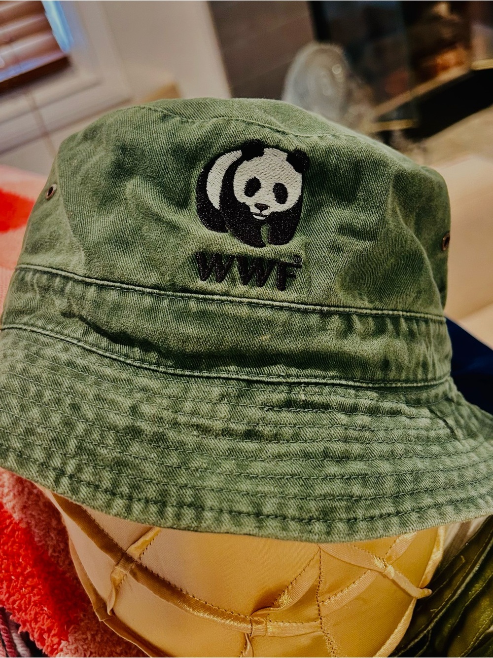 World  Wildlife Foundation Logo Panda vintage Green Cotton Bucket Hat